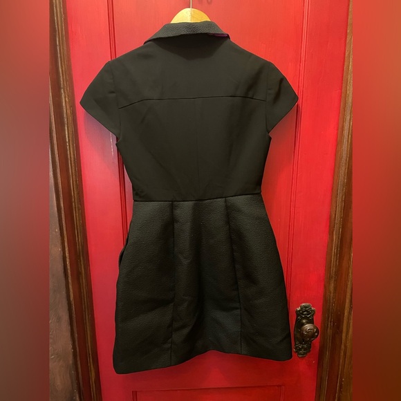 Ted Baker black collared balloon mini dress with rose gold full zipper - Picture 5 of 9